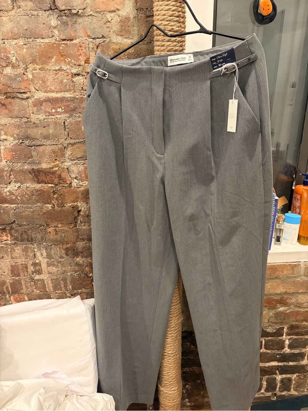 Abercrombie & Fitch Light Gray Pinstripe Dress Pants